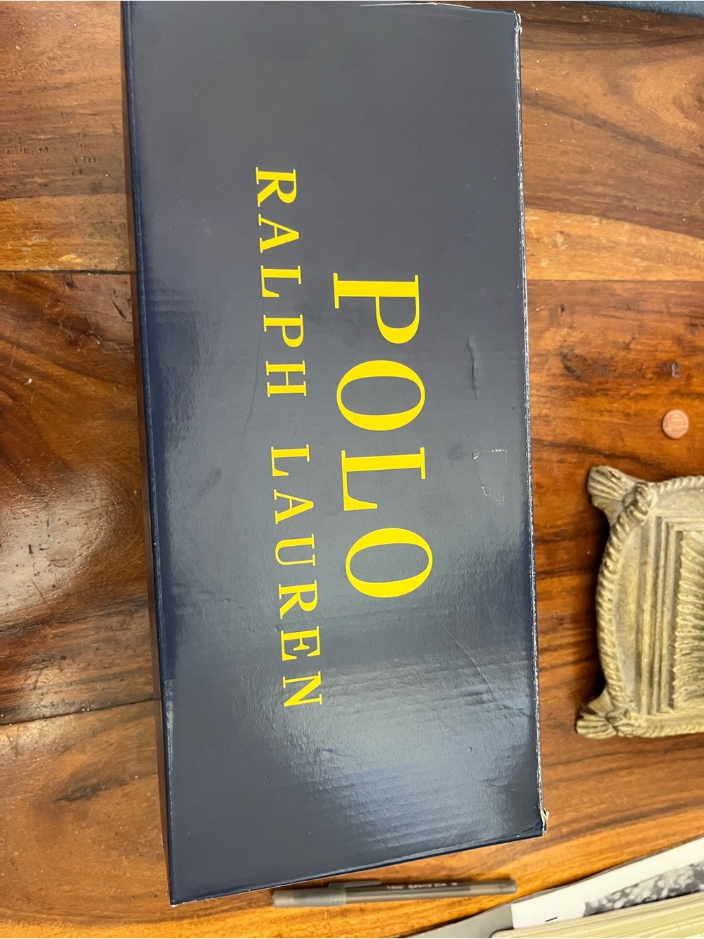 Polo by Ralph Lauren Navy and Yellow Shoe Box
